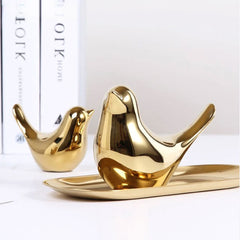 Gold Statue Nordic Ceramic Bird Figurine