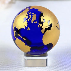 Blue Gold Crystal Earth Model Globe Ornament