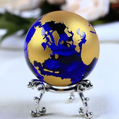 Blue Gold Crystal Earth Model Globe Ornament