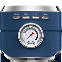 2 cup Espresso Machine Blue Stainless Steel Semi-Auto