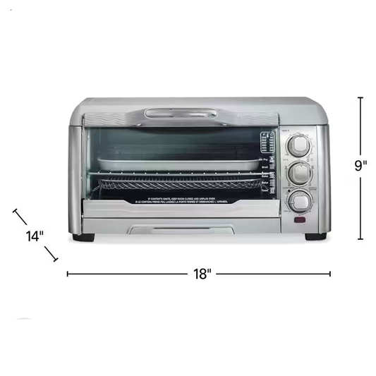 Toaster Oven with Air Fry 1400W 6-Slice Stainless Steel