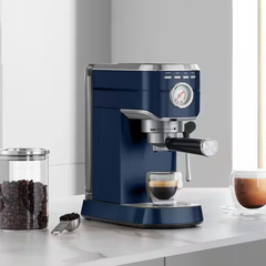 2 cup Espresso Machine Blue Stainless Steel Semi-Auto