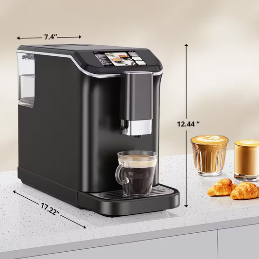 20-Bar Black Single-Cup Espresso Machine with Grinder