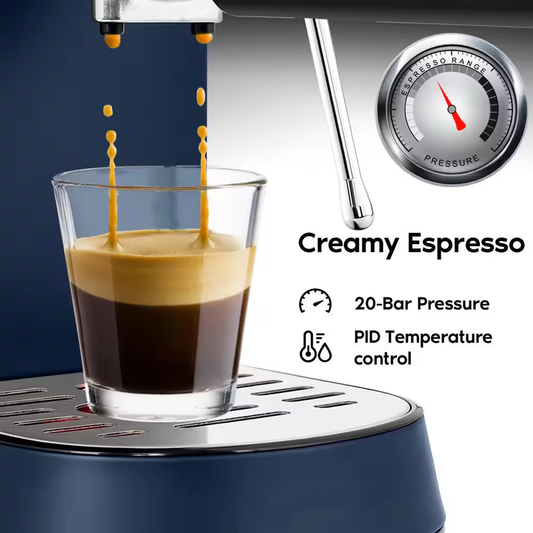 2 cup Espresso Machine Blue Stainless Steel Semi-Auto