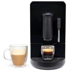 Frother & WiFi connected 1-Cup Black Espresso Machine with Grinder